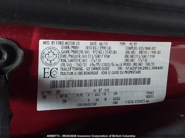 Продажа на аукционе авто 2014 Ford Focus, vin: 1FADP3K29EL358450, номер лота: 40089773