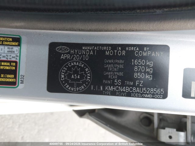 Продажа на аукционе авто 2010 Hyundai Accent Gls, vin: KMHCN4BC8AU528565, номер лота: 40089755