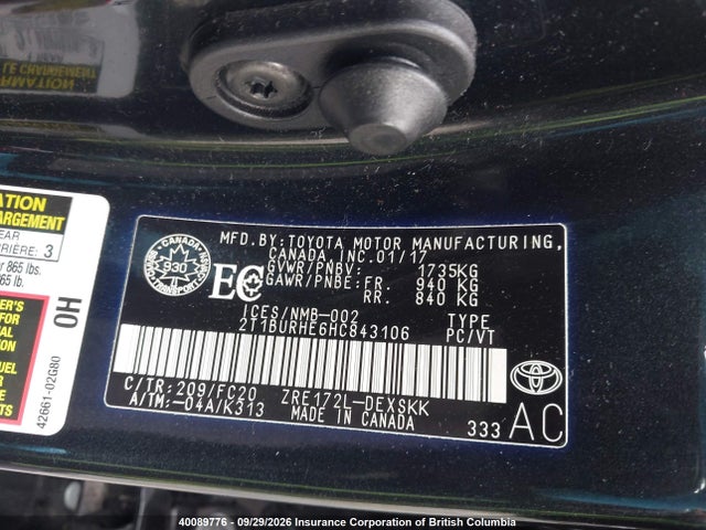 Продаж на аукціоні авто 2017 Toyota Corolla Se, vin: 2T1BURHE6HC843106, номер лоту: 40089776