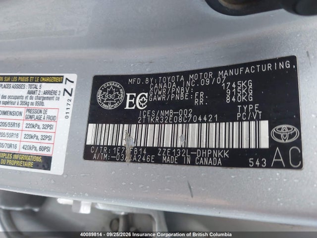 Продаж на аукціоні авто 2008 Toyota Corolla Matrix Xr, vin: 2T1KR32E08C704421, номер лоту: 40089814