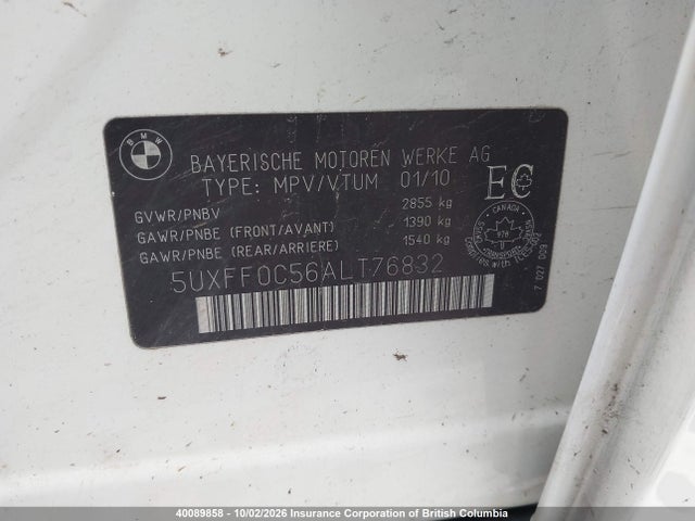 2010 Bmw X5 მანქანა იყიდება აუქციონზე, vin: 5UXFF0C56ALT76832, აუქციონის ნომერი: 40089858