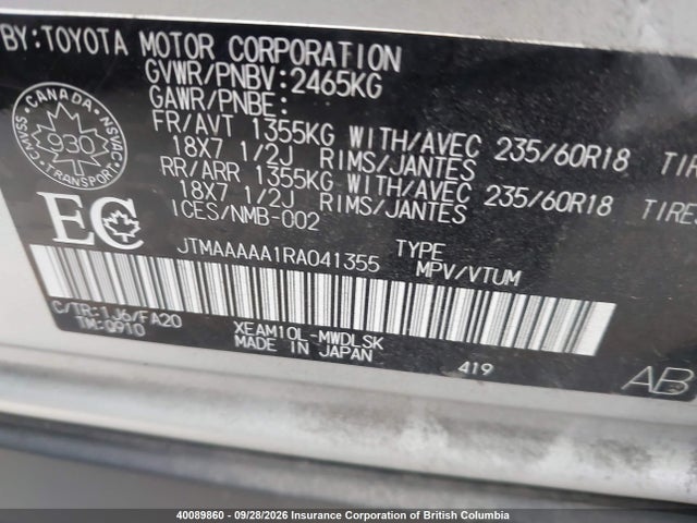 Aukcja sprzedaży 2024 Toyota Bz4x, vin: JTMAAAAA1RA041355, numer aukcji: 40089860