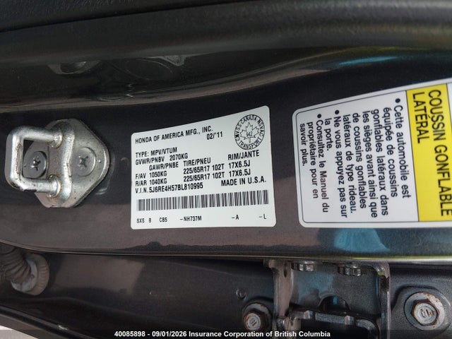 Aukcja sprzedaży 2011 Honda Cr-v Ex, vin: 5J6RE4H57BL810995, numer aukcji: 40085898