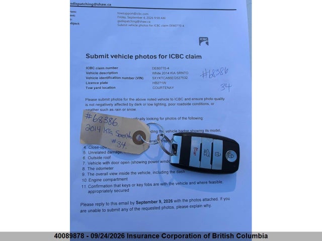 5XYKTCA66EG527532 KIA SORENTO LX