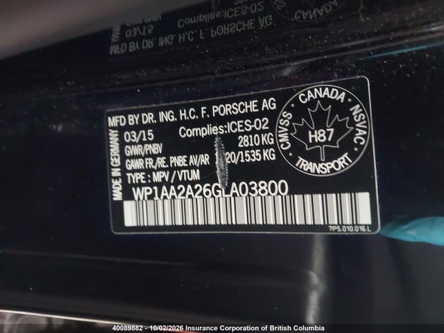 Porsche Cayenne 2016 WP1AA2A26GLA03800 Image 9
