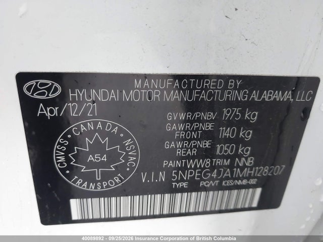 Hyundai SONATA SE 2021 5NPEG4JA1MH128207 Image 9