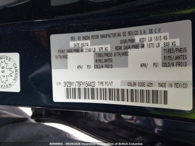 Продажа на аукционе авто 2015 Mazda 3 Touring, vin: 3MZBM1V76FM154403, номер лота: 40089902
