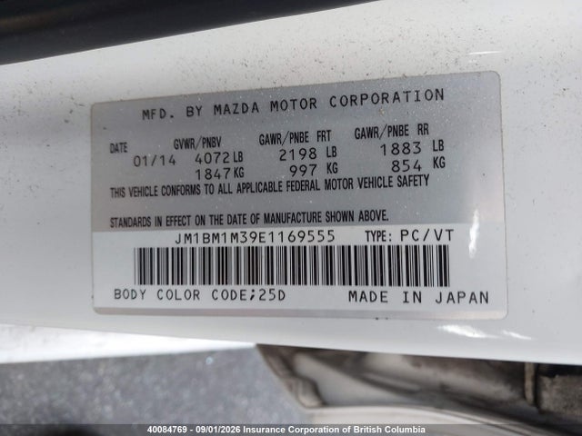 Aukcja sprzedaży 2014 Mazda 3 Grand Touring, vin: JM1BM1M39E1169555, numer aukcji: 40084769