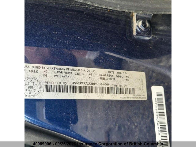 2011 Volkswagen Jetta მანქანა იყიდება აუქციონზე, vin: 3VWDX7AJ3BM004456, აუქციონის ნომერი: 40089906