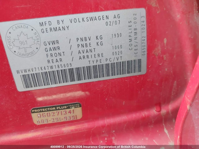 Aukcja sprzedaży 2007 Volkswagen Gti, vin: WVWHV71K47W185609, numer aukcji: 40089912