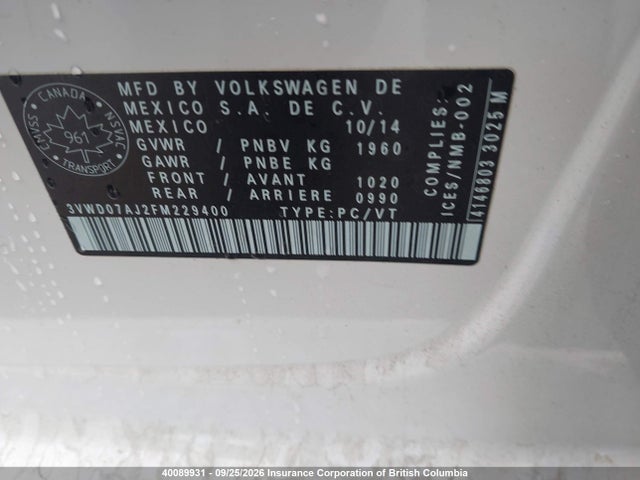 Volkswagen Jetta 2015 3VWD07AJ2FM229400 Image 9