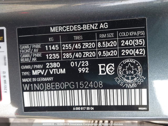 Aukcja sprzedaży 2023 Mercedes-benz Glc Coupe 300 4matic, vin: W1N0J8EB0PG152408, numer aukcji: 40089935