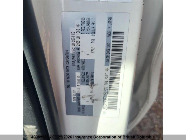 40089966 :رقم المزاد ، JM1CR193970152827 vin ، 2007 Mazda 5 مزاد بيع