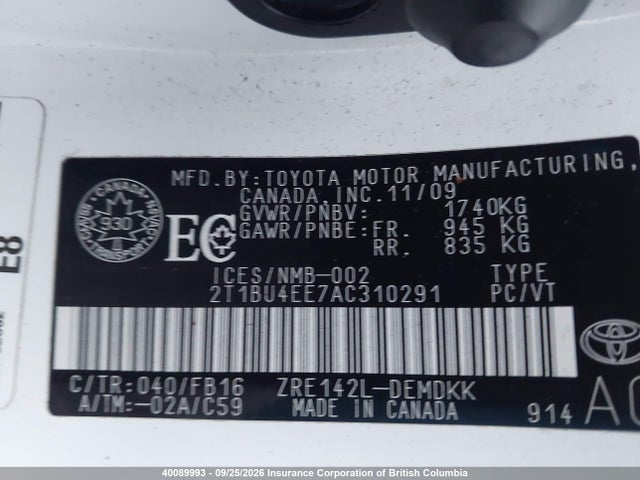 Aukcja sprzedaży 2010 Toyota Corolla S/le/xle, vin: 2T1BU4EE7AC310291, numer aukcji: 40089993