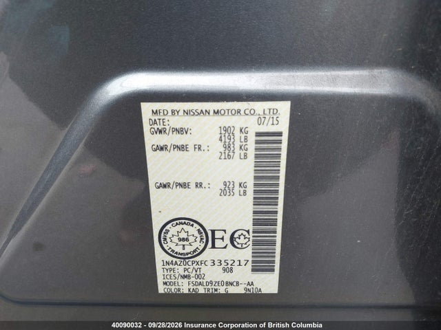 Nissan Leaf 2015 1N4AZ0CPXFC335217 Image 9