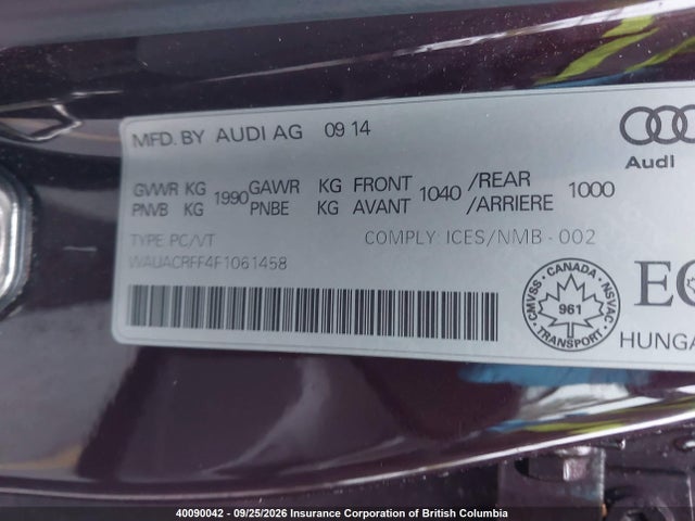 WAUACRFF4F1061458 Audi A3