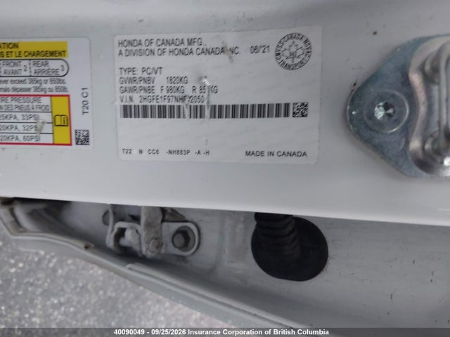 Honda Civic 2022 2HGFE1F97NH002050 Image 9