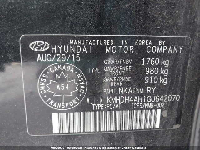 Продажа на аукционе авто 2016 Hyundai Elantra Se/sport/limited, vin: KMHDH4AH1GU642070, номер лота: 40090070