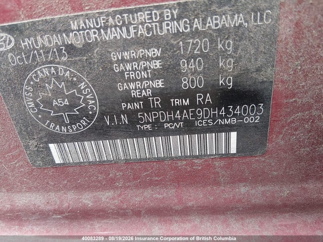 Aukcja sprzedaży 2013 Hyundai Elantra Gls/limited, vin: 5NPDH4AE9DH434003, numer aukcji: 40083289