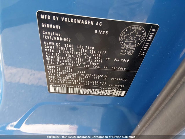 2025 Volkswagen Id. Buzz 1st Edition მანქანა იყიდება აუქციონზე, vin: WVG5WVEB1SH029731, აუქციონის ნომერი: 40088620