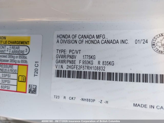 Honda Civic Sport 2024 2HGFE2F57RH108832 Image 9
