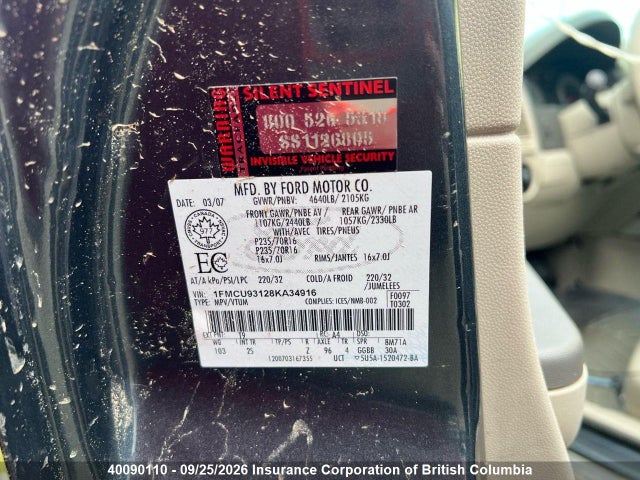 40090110 :رقم المزاد ، 1FMCU93128KA34916 vin ، 2008 Ford Escape Xlt مزاد بيع