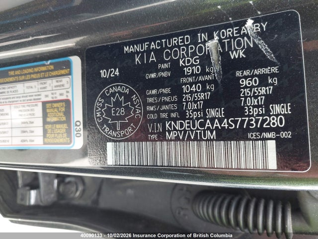Aukcja sprzedaży 2025 Kia Seltos Ex, vin: KNDEUCAA4S7737280, numer aukcji: 40090133