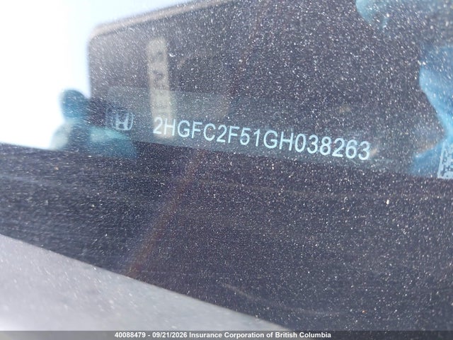 40088479 :رقم المزاد ، 2HGFC2F51GH038263 vin ، 2016 Honda Civic Lx مزاد بيع
