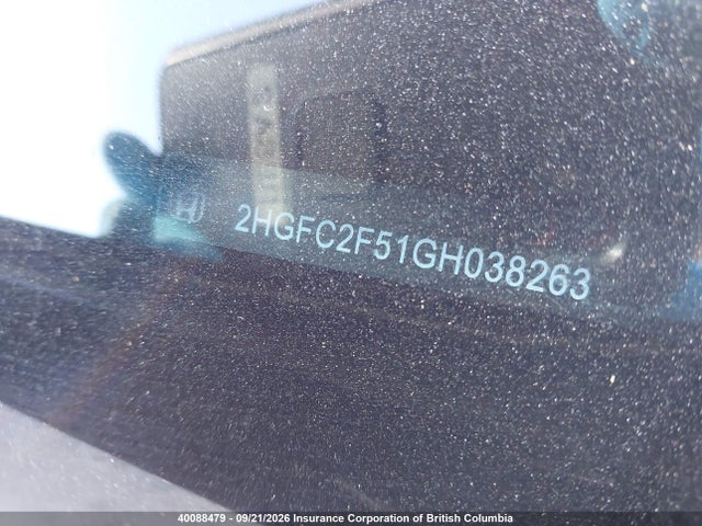 40088479 :رقم المزاد ، 2HGFC2F51GH038263 vin ، 2016 Honda Civic Lx مزاد بيع