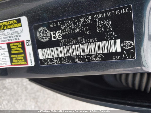 Auction sale of the 2011 Toyota Corolla Matrix, vin: 2T1KU4EE5BC612826, lot number: 40090146