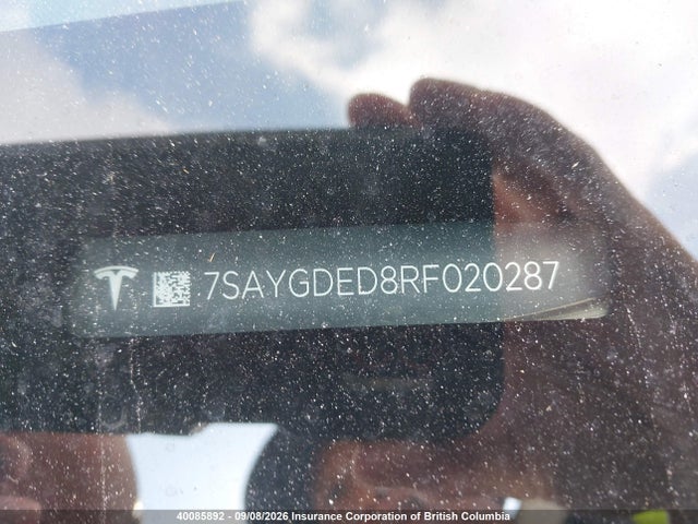 7SAYGDED8RF020287 Tesla Model Y Long Range/rwd