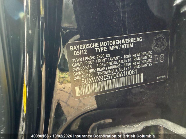 Aukcja sprzedaży 2013 Bmw X3, vin: 5UXWX9C57D0A10081, numer aukcji: 40090163