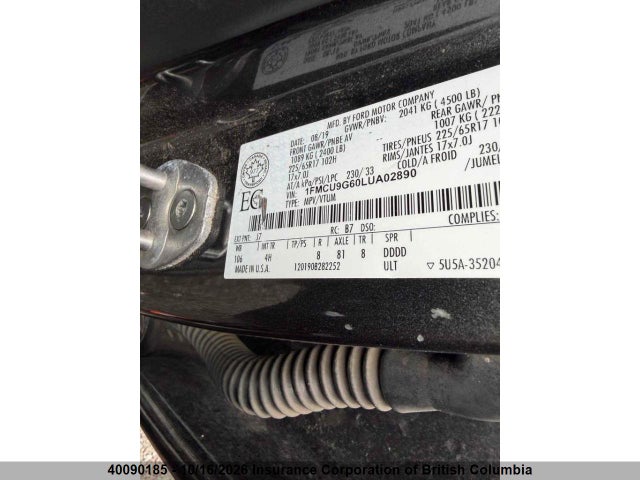 Продажа на аукционе авто 2020 Ford Escape Se, vin: 1FMCU9G60LUA02890, номер лота: 40090185