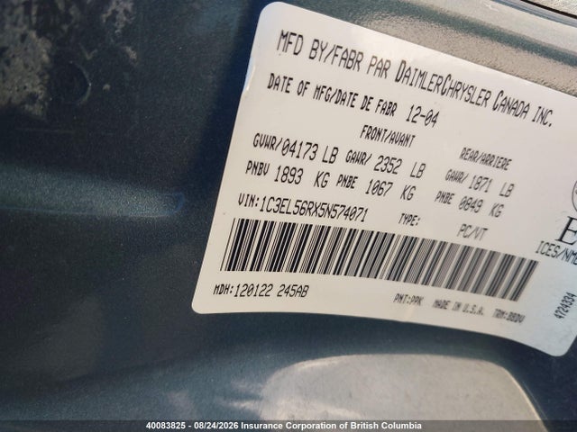 Aukcja sprzedaży 2005 Chrysler Sebring Touring, vin: 1C3EL56RX5N574071, numer aukcji: 40083825