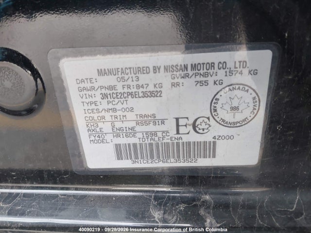 Nissan Versa 2014 3N1CE2CP6EL353522 Image 9