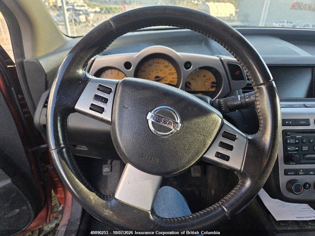 2004 Nissan Murano Sl/se მანქანა იყიდება აუქციონზე, vin: JN8AZ08W54W313300, აუქციონის ნომერი: 40090253