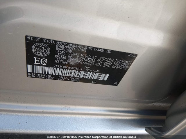 40088707 :رقم المزاد ، 2T3JK4DV1BW038573 vin ، 2011 Toyota Rav4 مزاد بيع