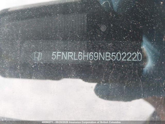 Auction sale of the 2022 Honda Odyssey Exl, vin: 5FNRL6H69NB502220, lot number: 40090271