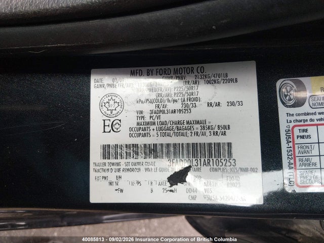 Продаж на аукціоні авто 2010 Ford Fusion Hybrid, vin: 3FADP0L31AR105253, номер лоту: 40085813