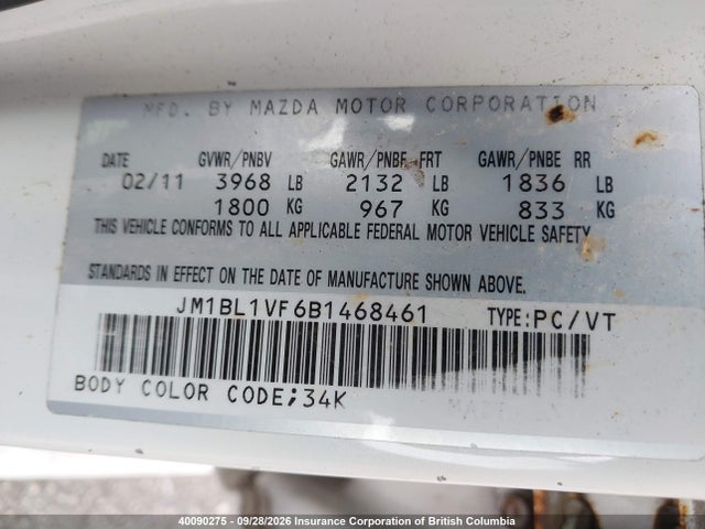 Продаж на аукціоні авто 2011 Mazda Mazda3 Gs, vin: JM1BL1VF6B1468461, номер лоту: 40090275