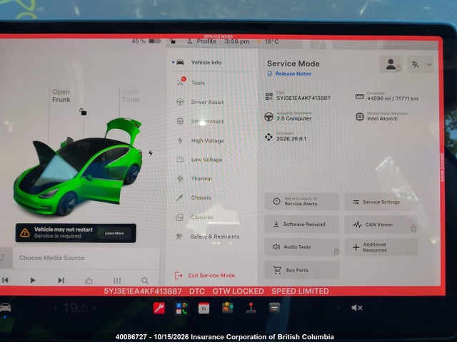Продажа на аукционе авто 2019 Tesla Model 3, vin: 5YJ3E1EA4KF413887, номер лота: 40086727