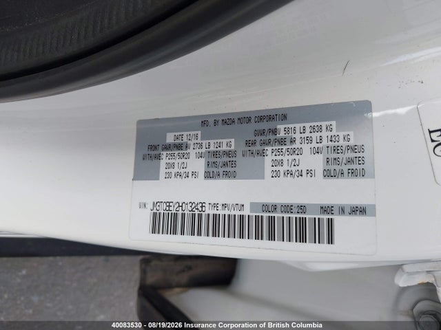 Продажа на аукционе авто 2017 Mazda Cx-9 Signature, vin: JM3TCBEY2H0132436, номер лота: 40083530