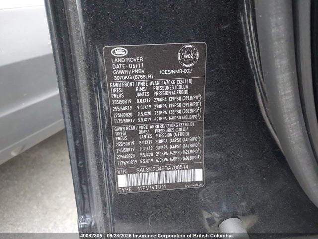 Продажа на аукционе авто 2011 Land Rover Range Rover Sport Lux, vin: SALSK2D46BA708514, номер лота: 40082305