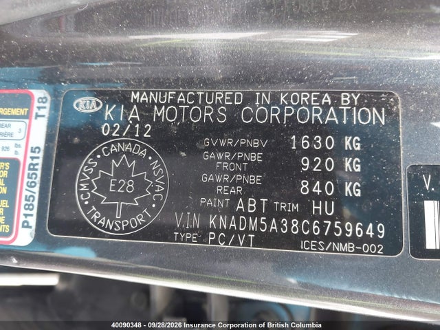Продаж на аукціоні авто 2012 Kia Rio Lx, vin: KNADM5A38C6759649, номер лоту: 40090348