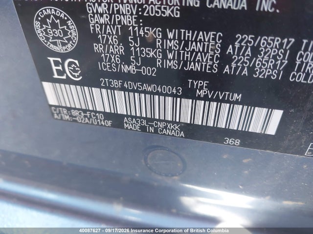 Продаж на аукціоні авто 2010 Toyota Rav4, vin: 2T3BF4DV5AW040043, номер лоту: 40087627