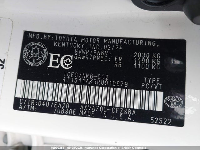 2024 Toyota Camry მანქანა იყიდება აუქციონზე, vin: 4T1S11AK3RU910979, აუქციონის ნომერი: 40090358