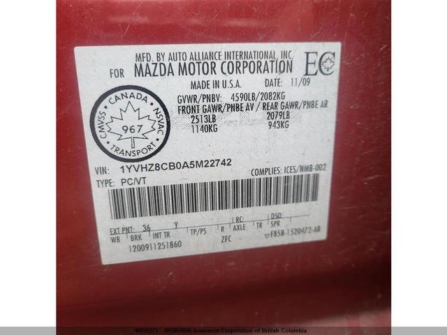 Auction sale of the 2010 Mazda 6 S, vin: 1YVHZ8CB0A5M22742, lot number: 40090373