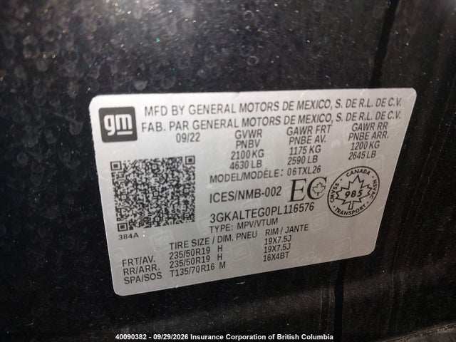 Aukcja sprzedaży 2023 Gmc Terrain Sle, vin: 3GKALTEG0PL116576, numer aukcji: 40090382