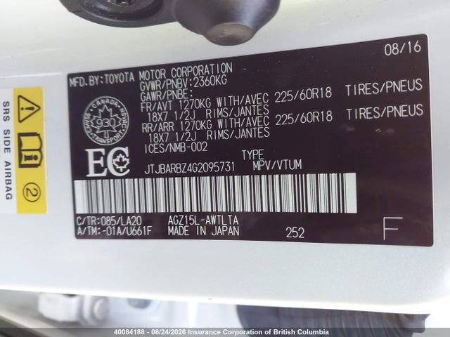 Aukcja sprzedaży 2016 Lexus Nx 200t/base/f Sport, vin: JTJBARBZ4G2095731, numer aukcji: 40084188