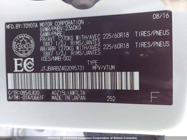Aukcja sprzedaży 2016 Lexus Nx 200t/base/f Sport, vin: JTJBARBZ4G2095731, numer aukcji: 40084188
